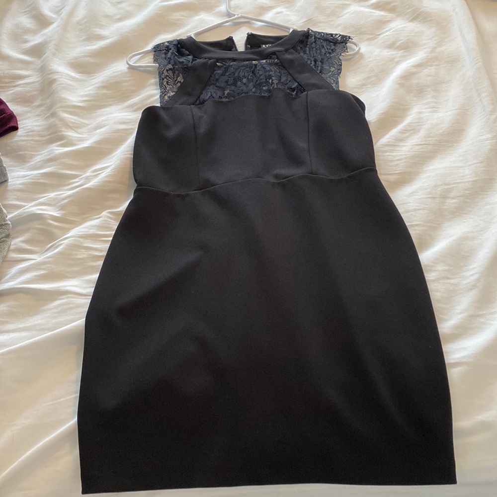 Sexy black dress with lace top
